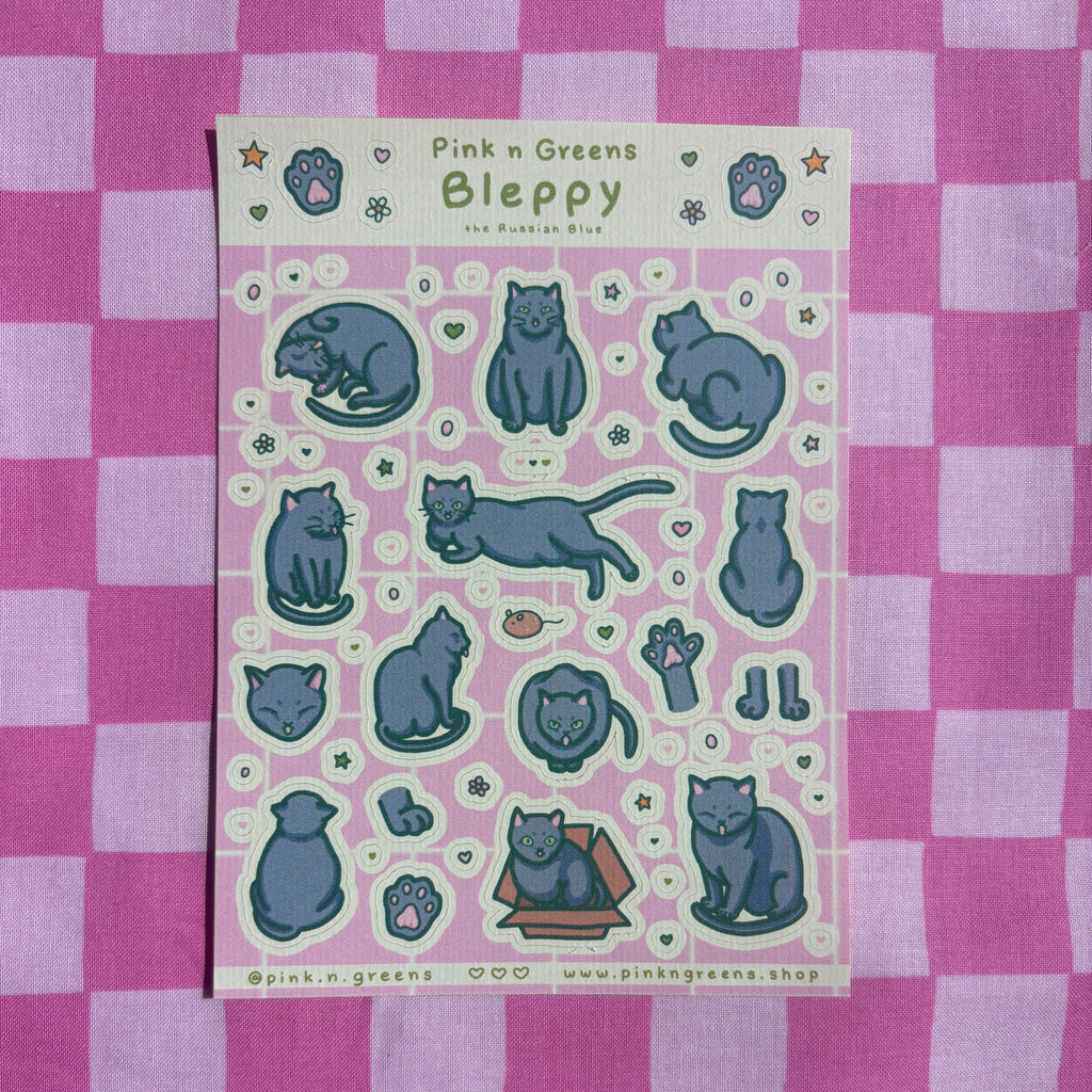 Bleppy the Russian Blue Large Sticker Sheet