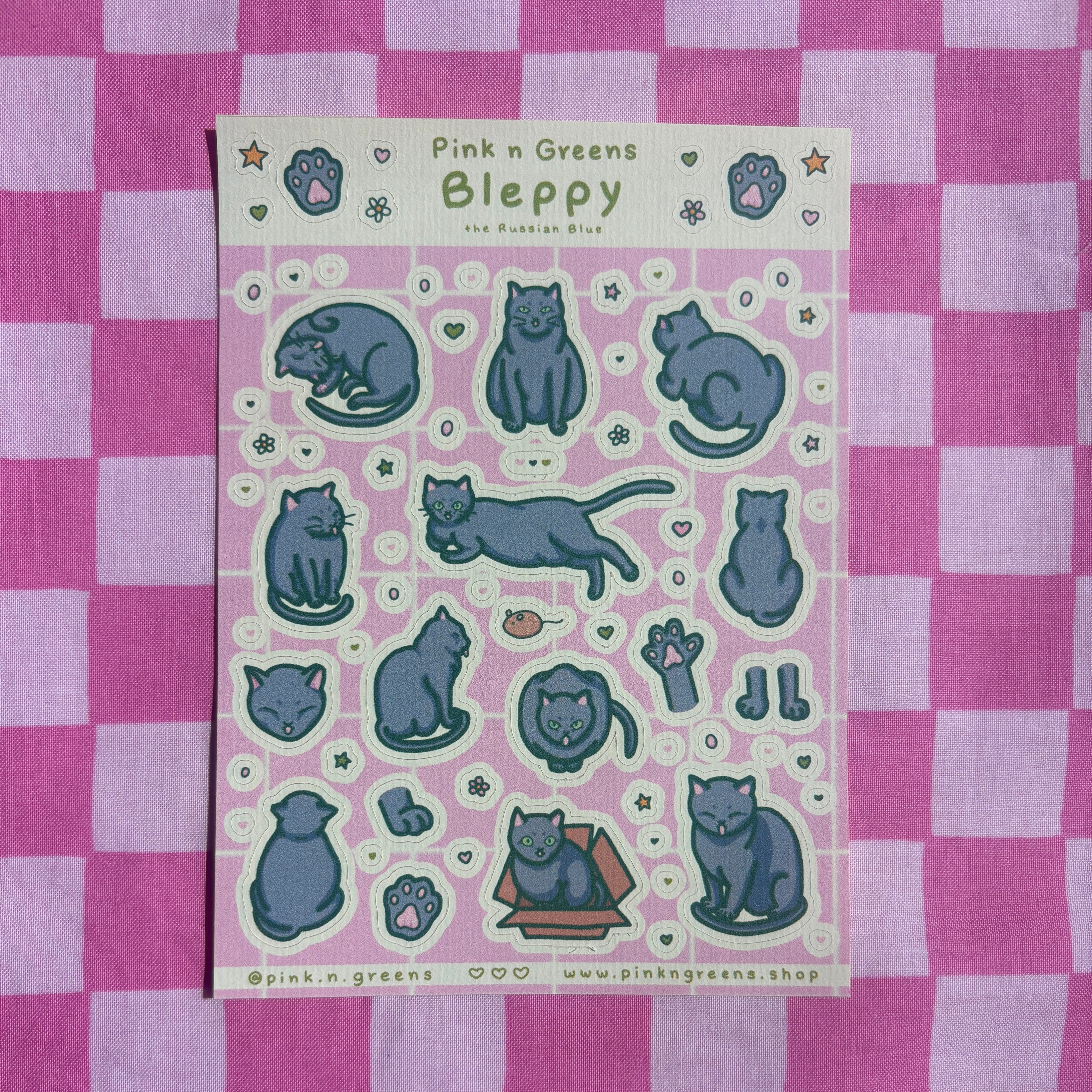 Bleppy the Russian Blue Large Sticker Sheet