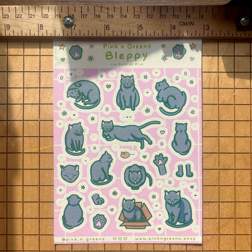 Bleppy the Russian Blue Large Sticker Sheet