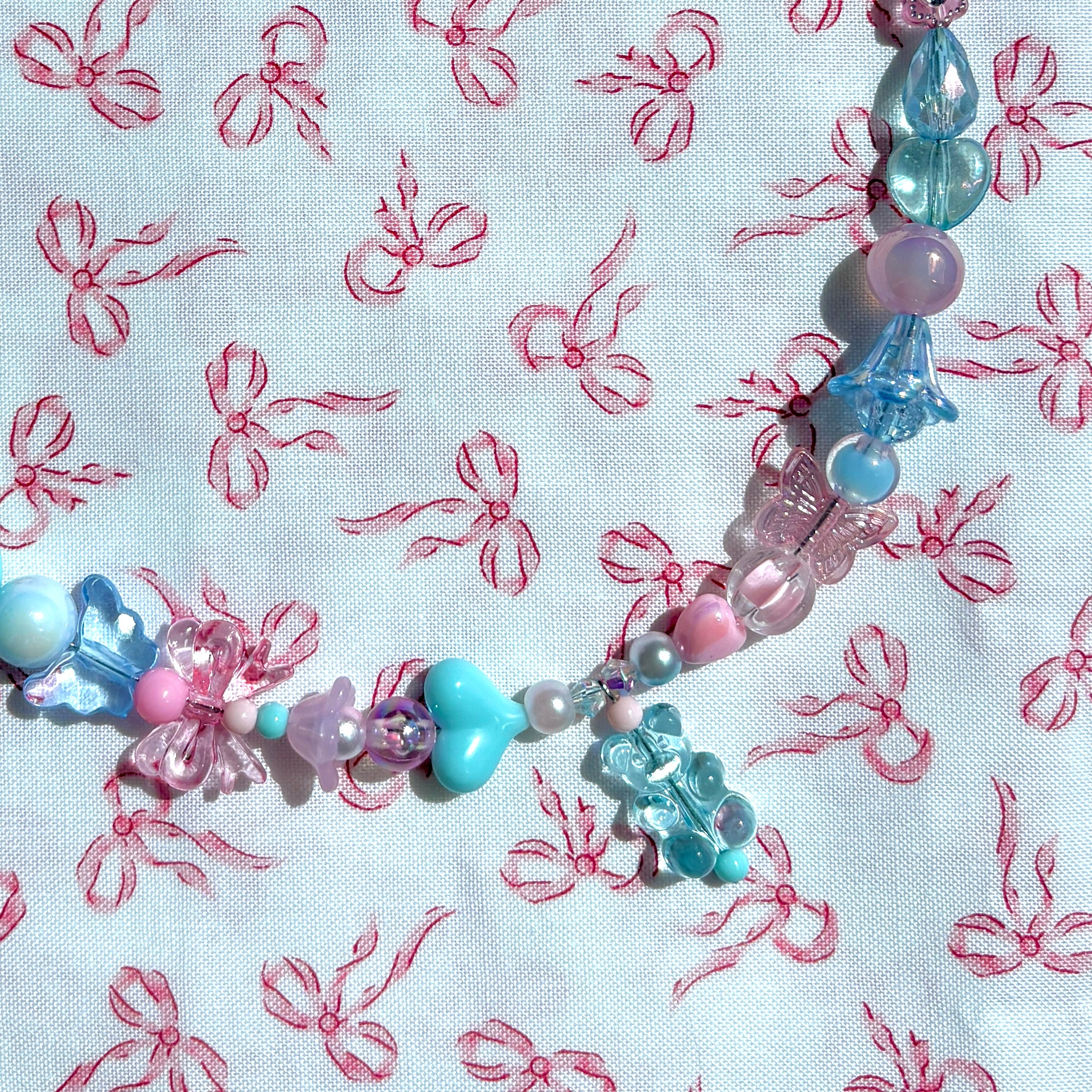 BLUE GUMMY BEAR Y2K Beaded Necklace