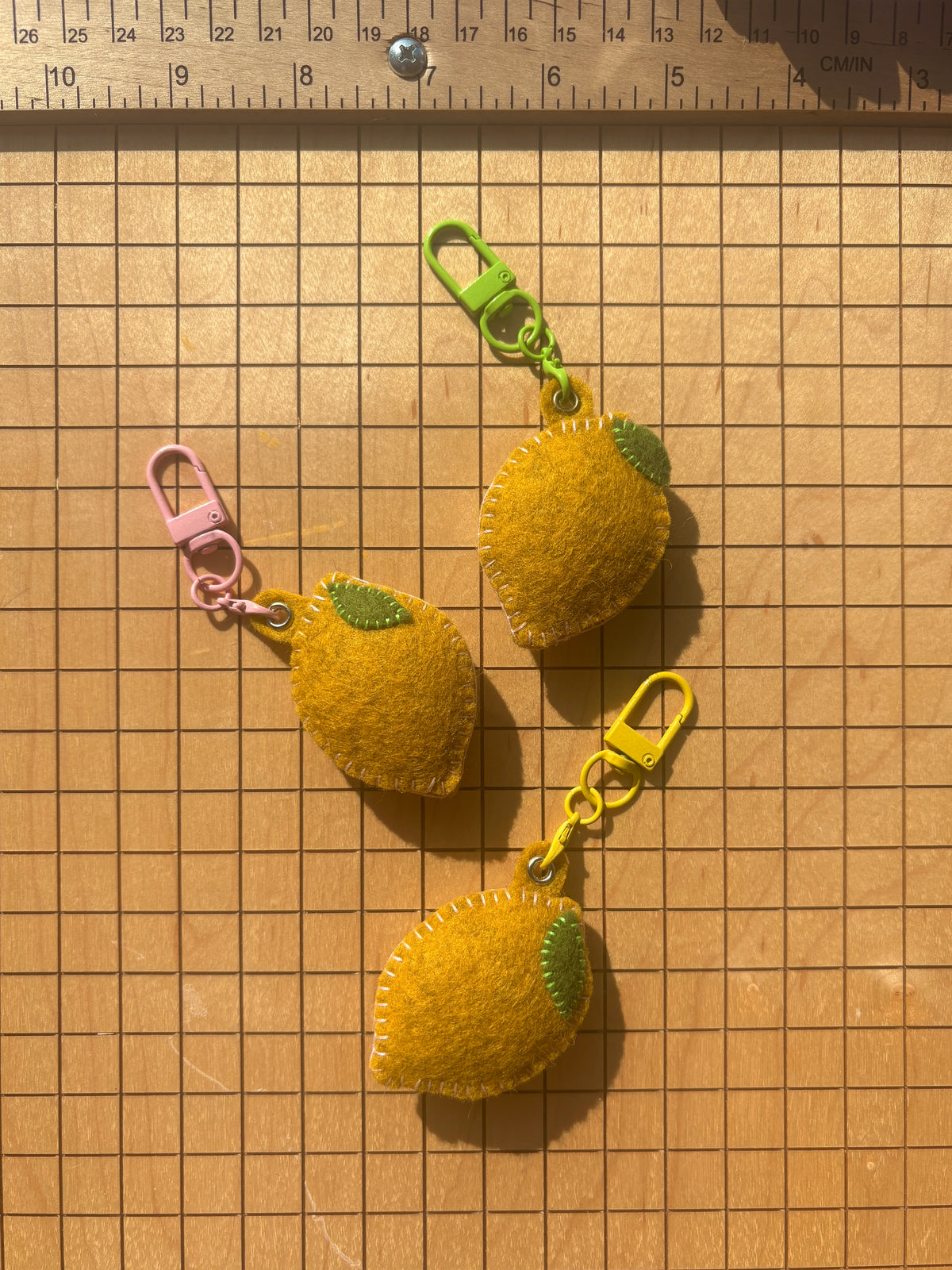 Handsewn LEMON Keychain