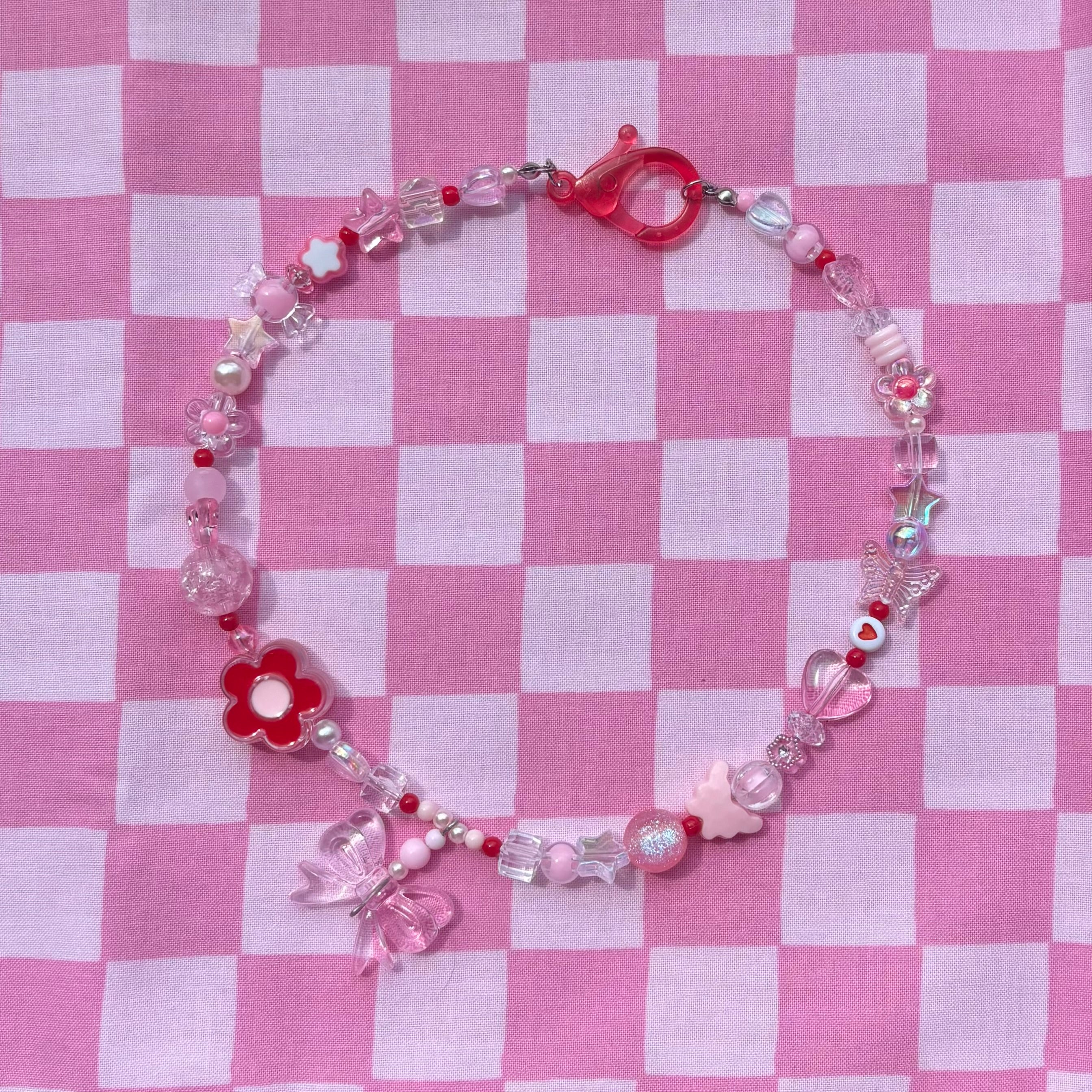 PINK N REDS Y2K Beaded Necklace