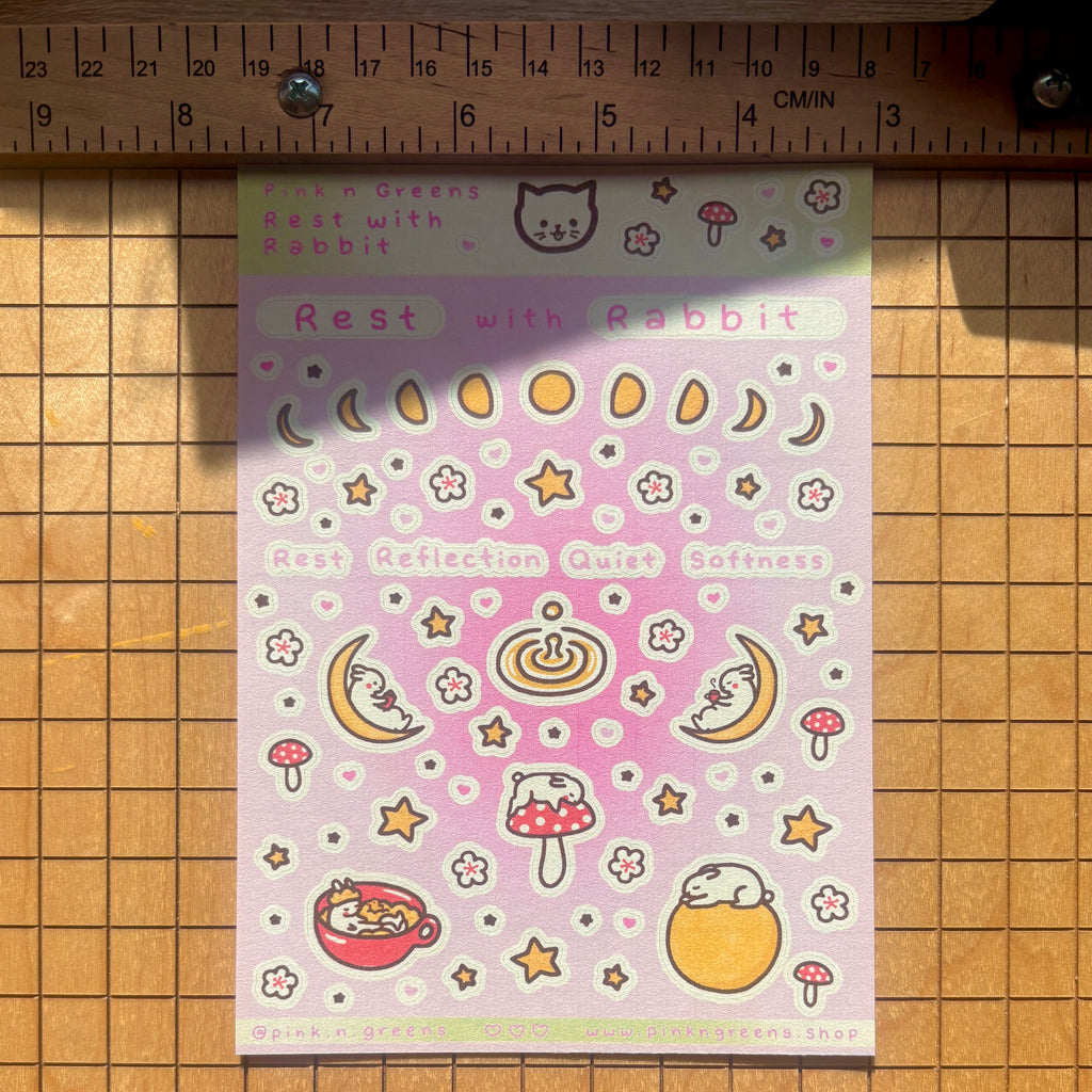 REST WITH RABBIT Large Sticker Sheet