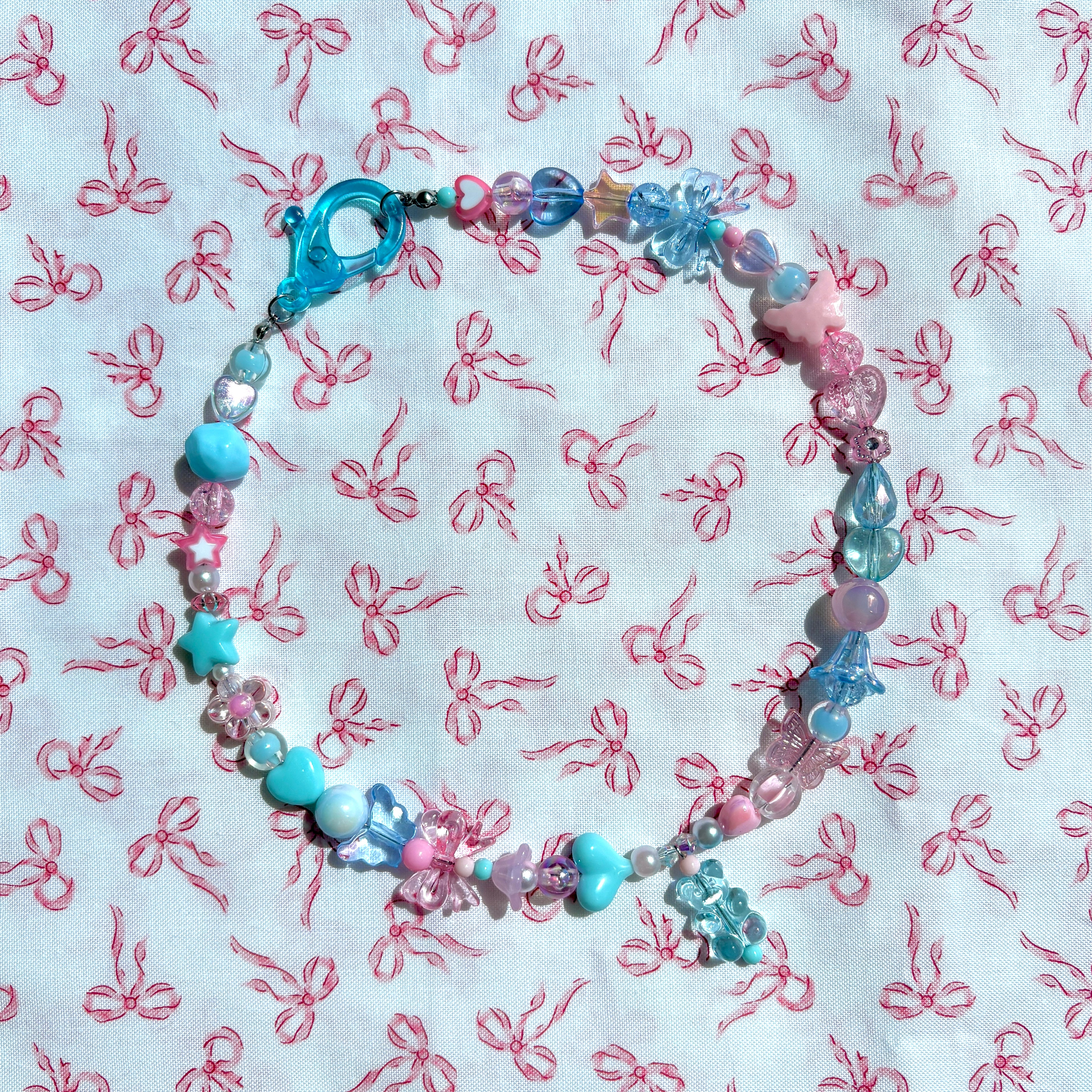 BLUE GUMMY BEAR Y2K Beaded Necklace