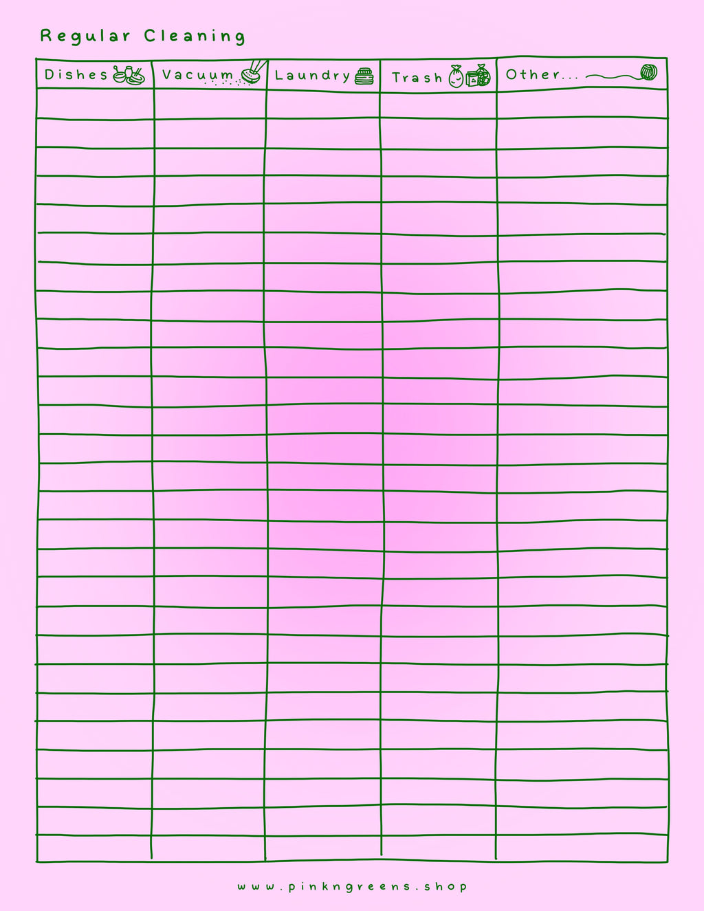 ADHD CLEANING CHARTS