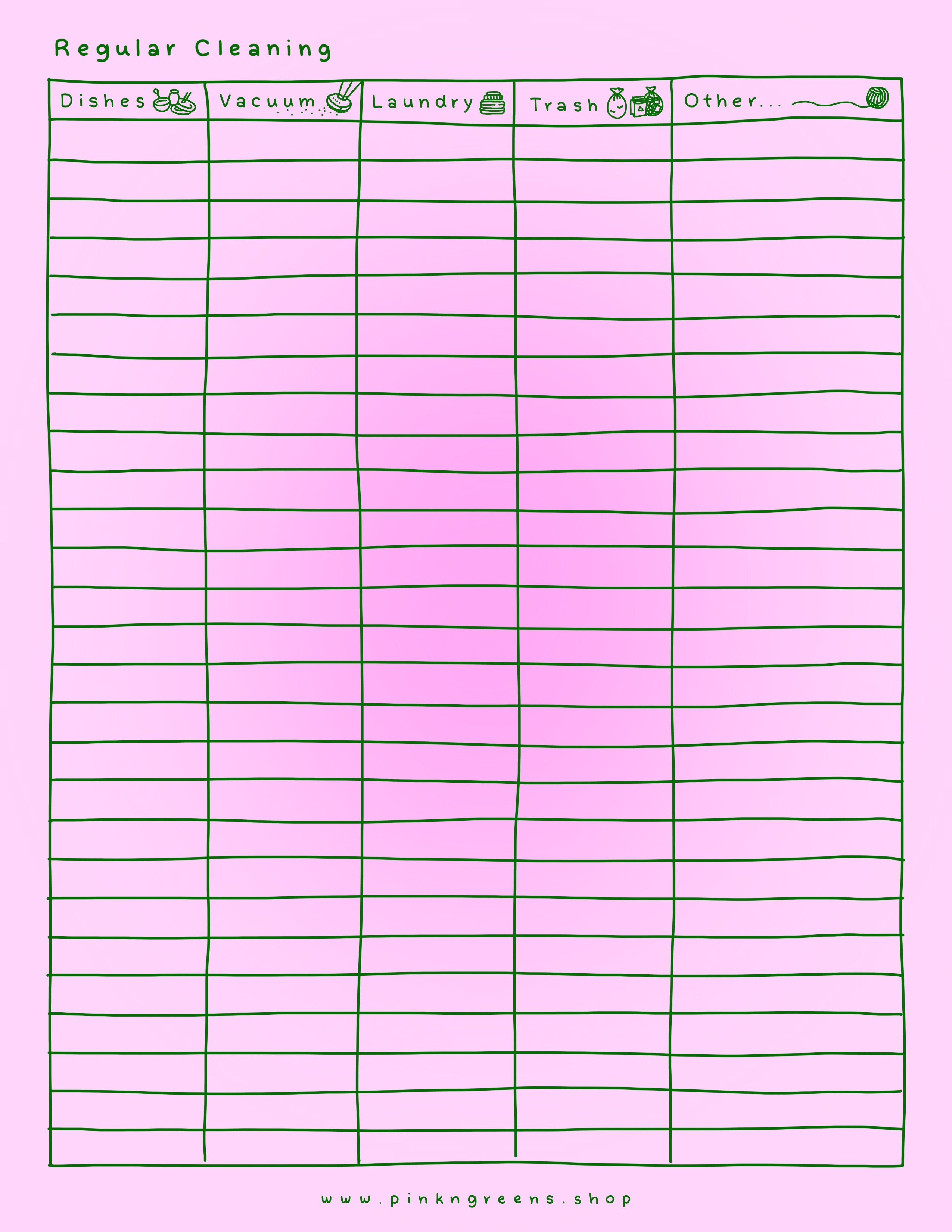 ADHD CLEANING CHARTS