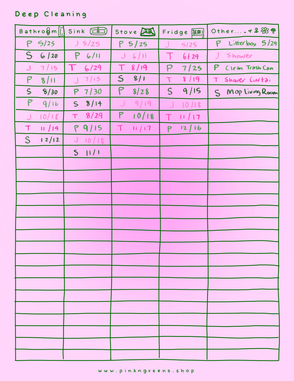 ADHD CLEANING CHARTS