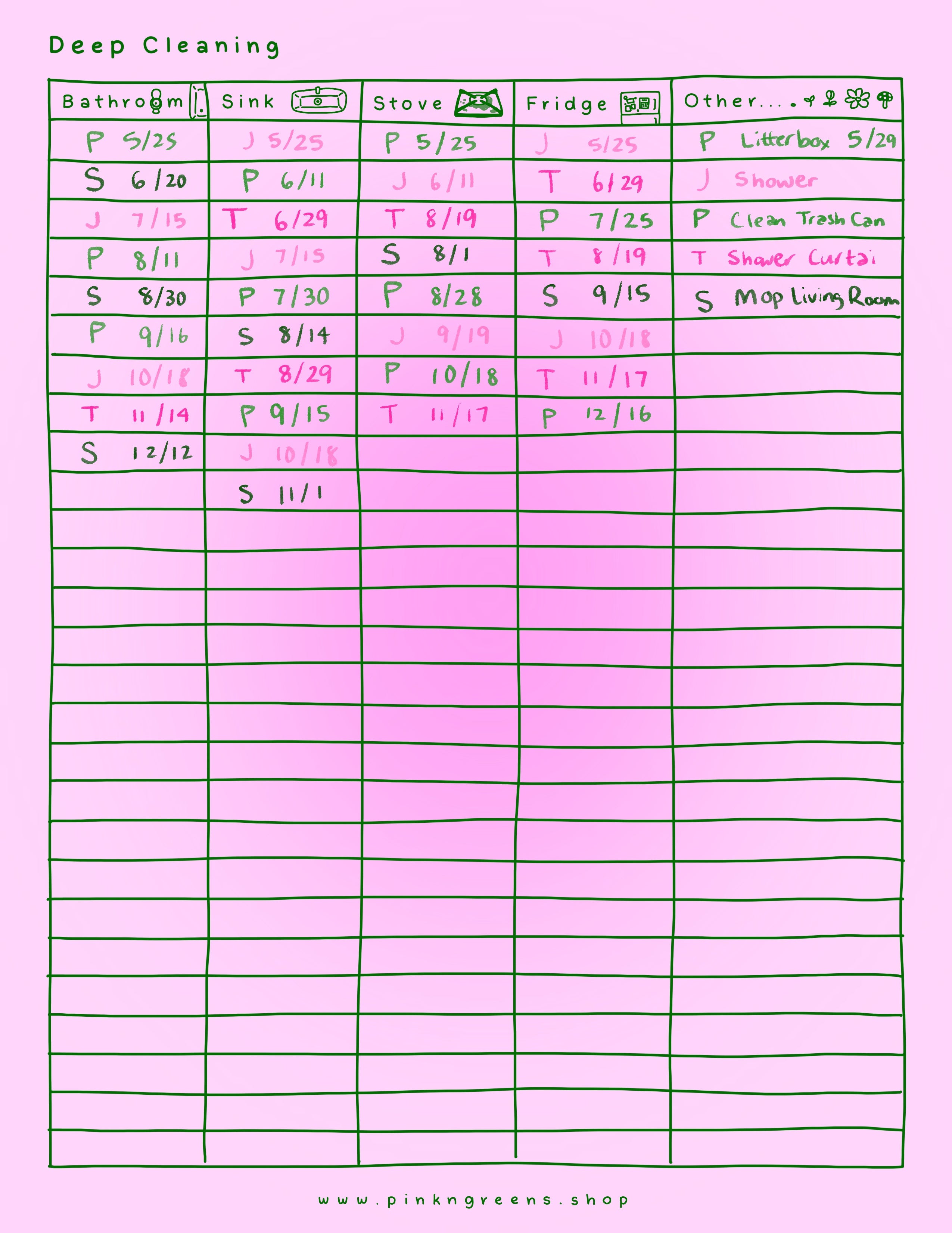 ADHD CLEANING CHARTS